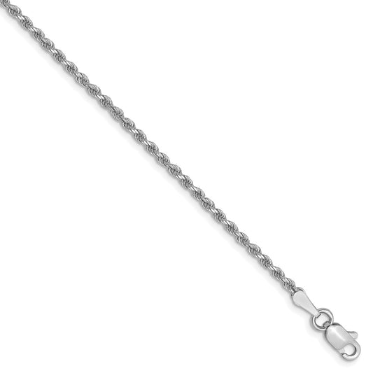 10K White Gold 1.75mm Diamond-Cut Rope Chain 7  inches