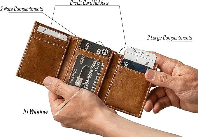 Basketball Rico Industries Houston Rockets Brown Laser Engraved Trifold Laser Engraved Tri-Fold Wallet - Men's Accessory