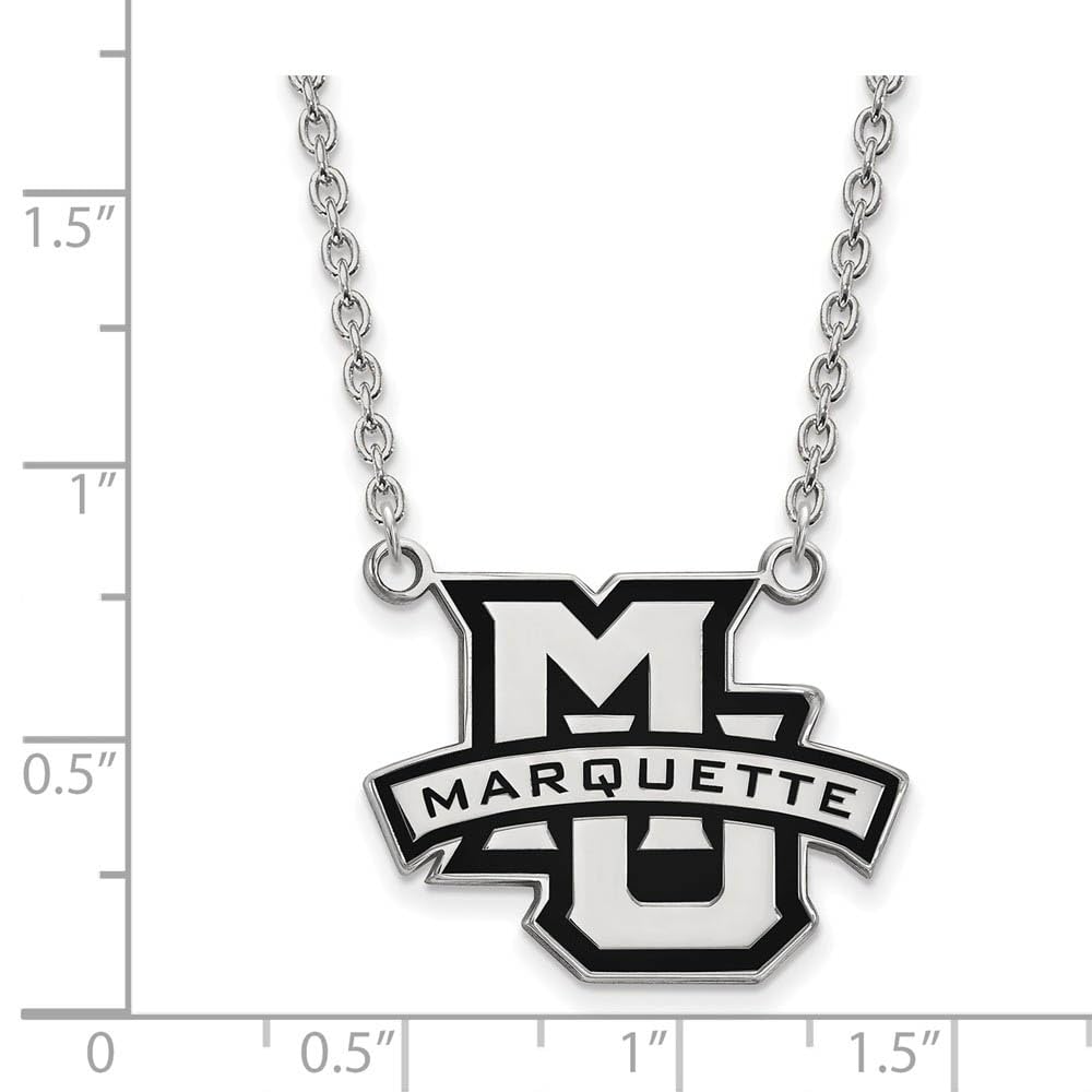 LogoArt Sterling Silver Marquette University Large Enamel Pendant Necklace
