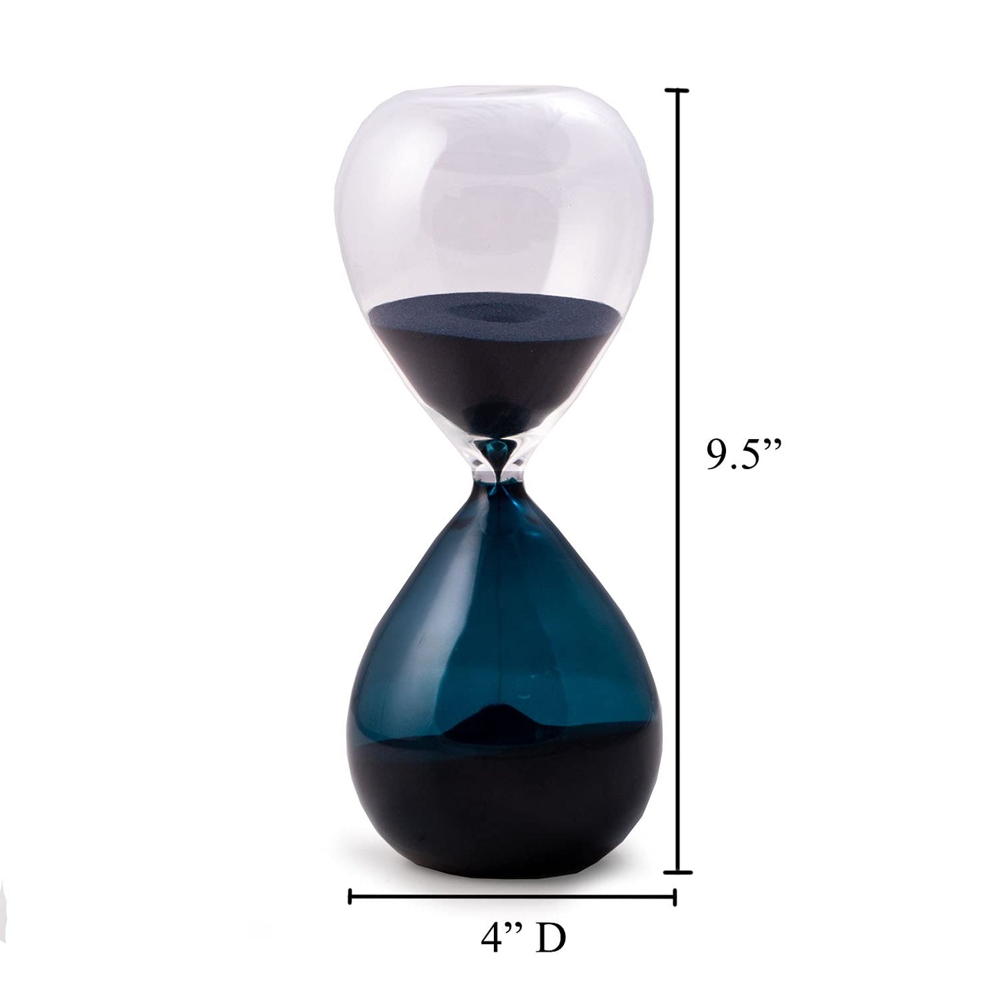60 Min. Blue & Clear Glass Sand Timer w/ Blue Sand