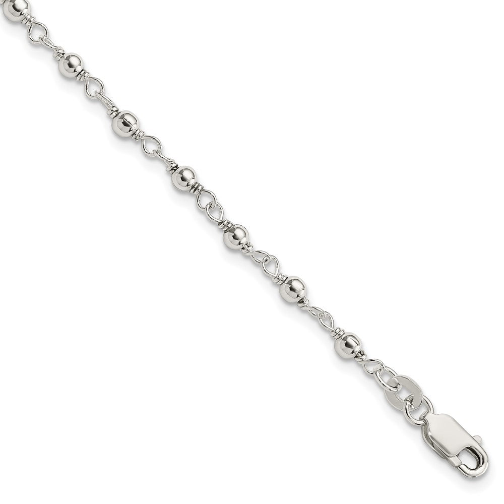 Sterling Silver Bead and Link Bracelet 7.25 inches