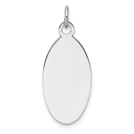 Sterl Silver Rh-plt Engraveable Oval Polished Front/Satin Back Disc Charm
