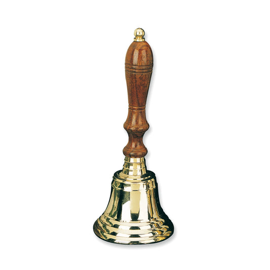 4 Inch Lacquered Brass Wooden Handle Hand Bell Q-GL9239