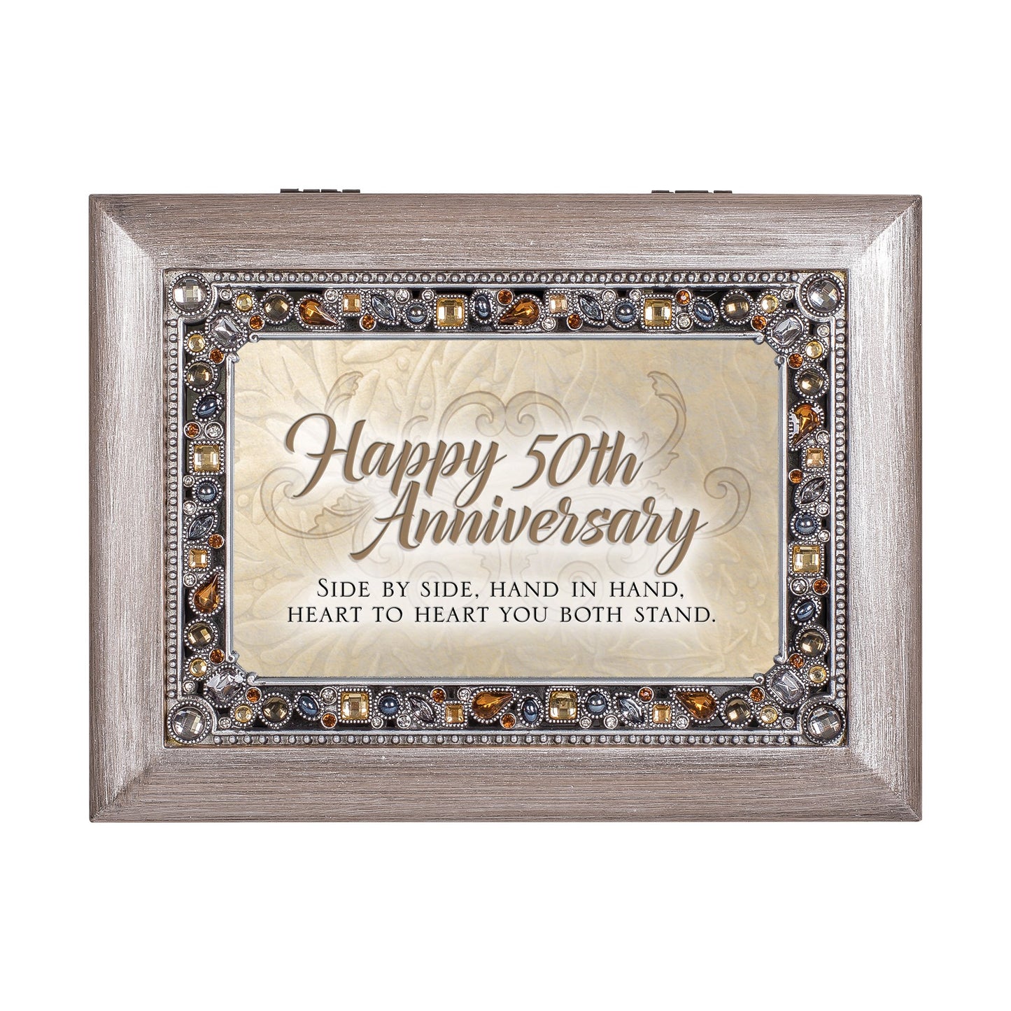 HAPPY 50TH ANNIVERSARY Faux Jewels and Resin Music Box: YOU LIGHT UP MY LIFE Q-GM22909