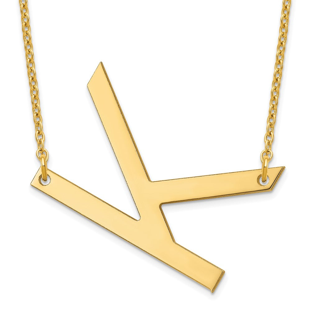 Sterling Silver Gold Plated Polished Large Letter K Necklace