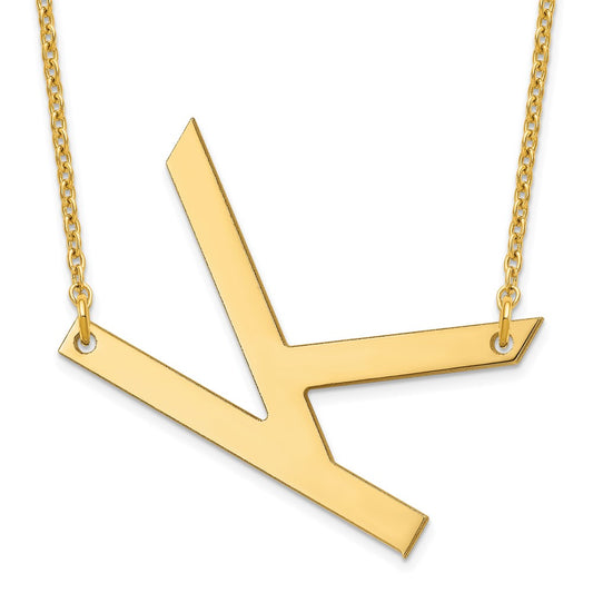 Sterling Silver Gold Plated Polished Large Letter K Necklace