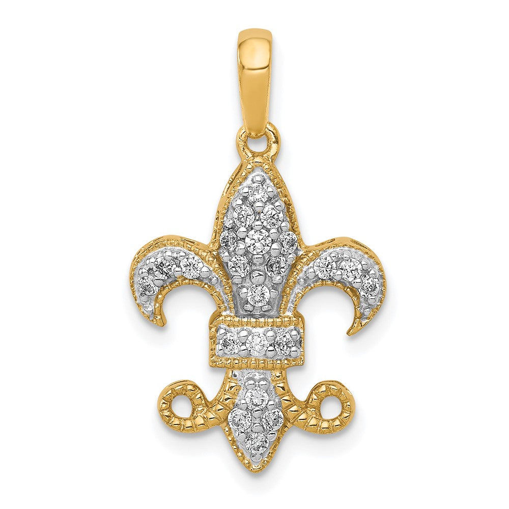 14k 1/5 carat Lab Grown Diamond VS/SI+ G+ Fleur De Lis Pendant