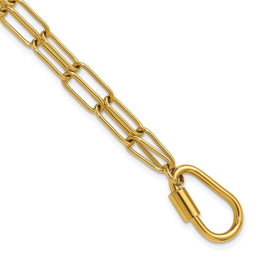 Chisel Stainless Steel Polished Yellow IP-plated Two-Strand 8 inch Paperclip Link Bracelet 8 inches