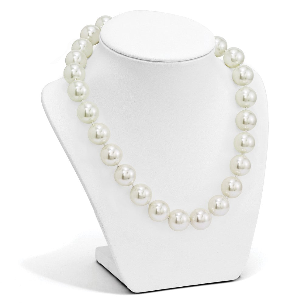 Majestik Sterling Silver Rhodium-plated 16-17mm White Imitation Shell Pearl Hand-knotted Necklace 18 Inches