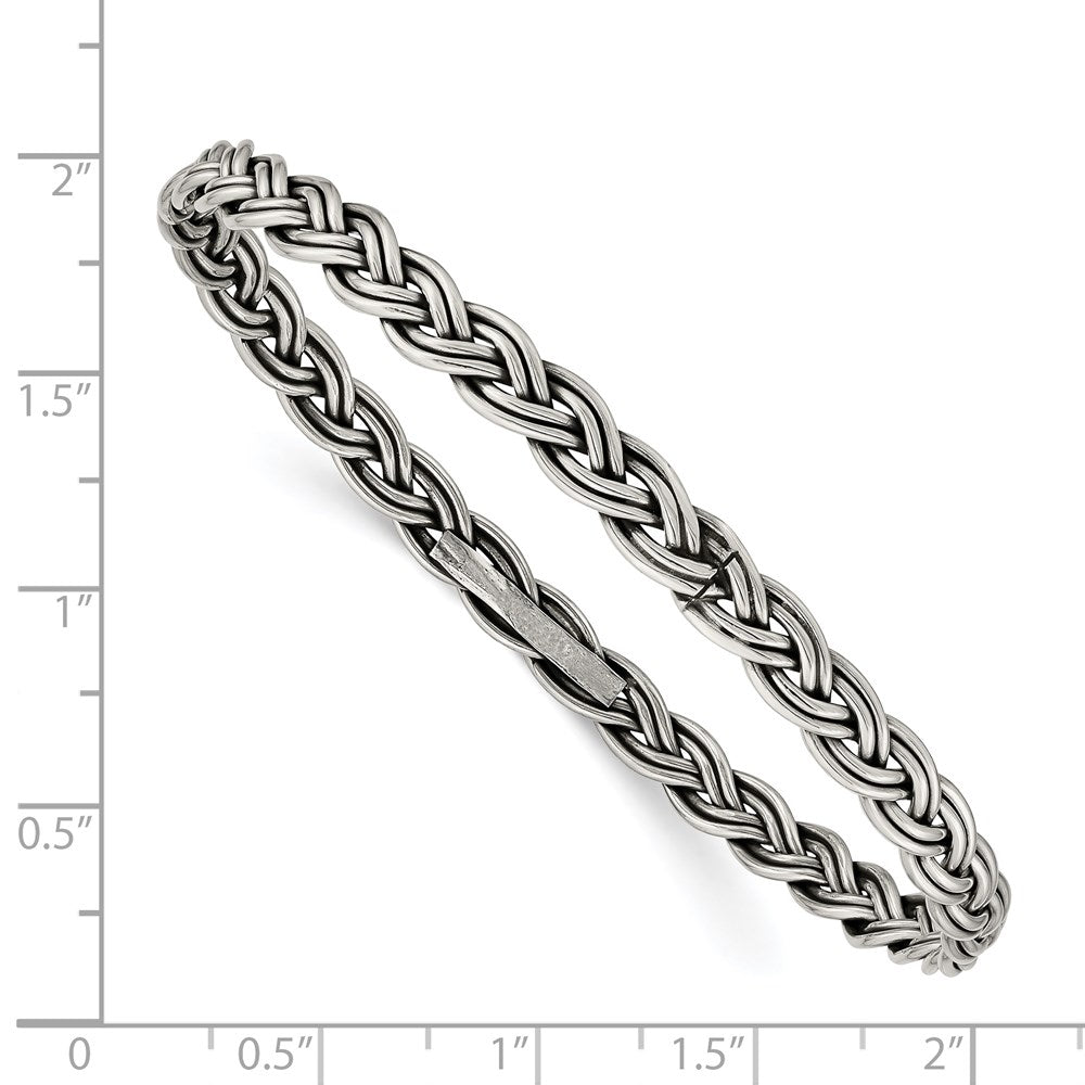 Sterling Silver Antiqued 5.25mm Slip-on Bangle 8 inches