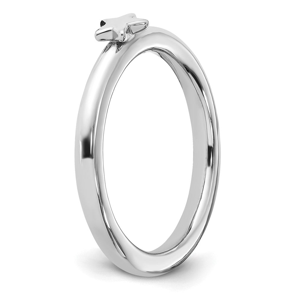 Sterling Silver Stackable Expressions Rhodium-plated Star Ring Size -6