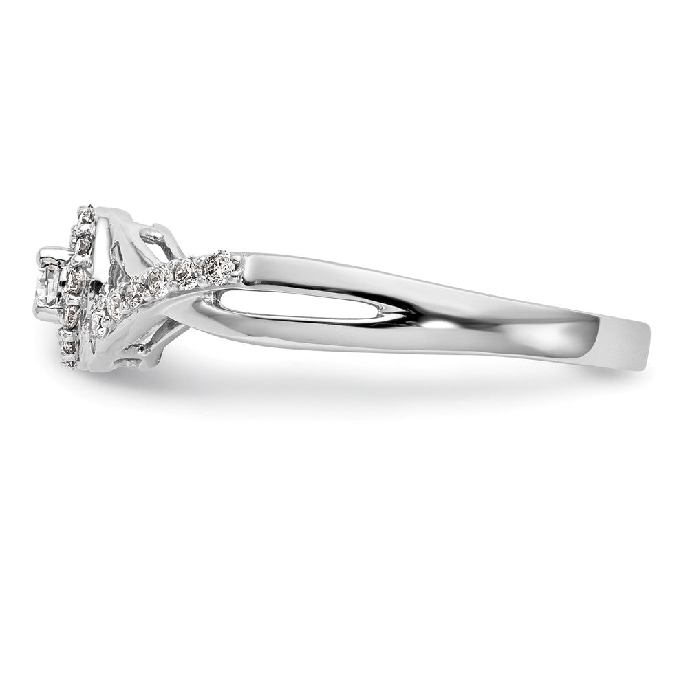 10K White Gold Halo (Holds 1/10 carat (2.8mm) Round Center) 1/5 carat Diamond Semi-Mount Engagement Ring