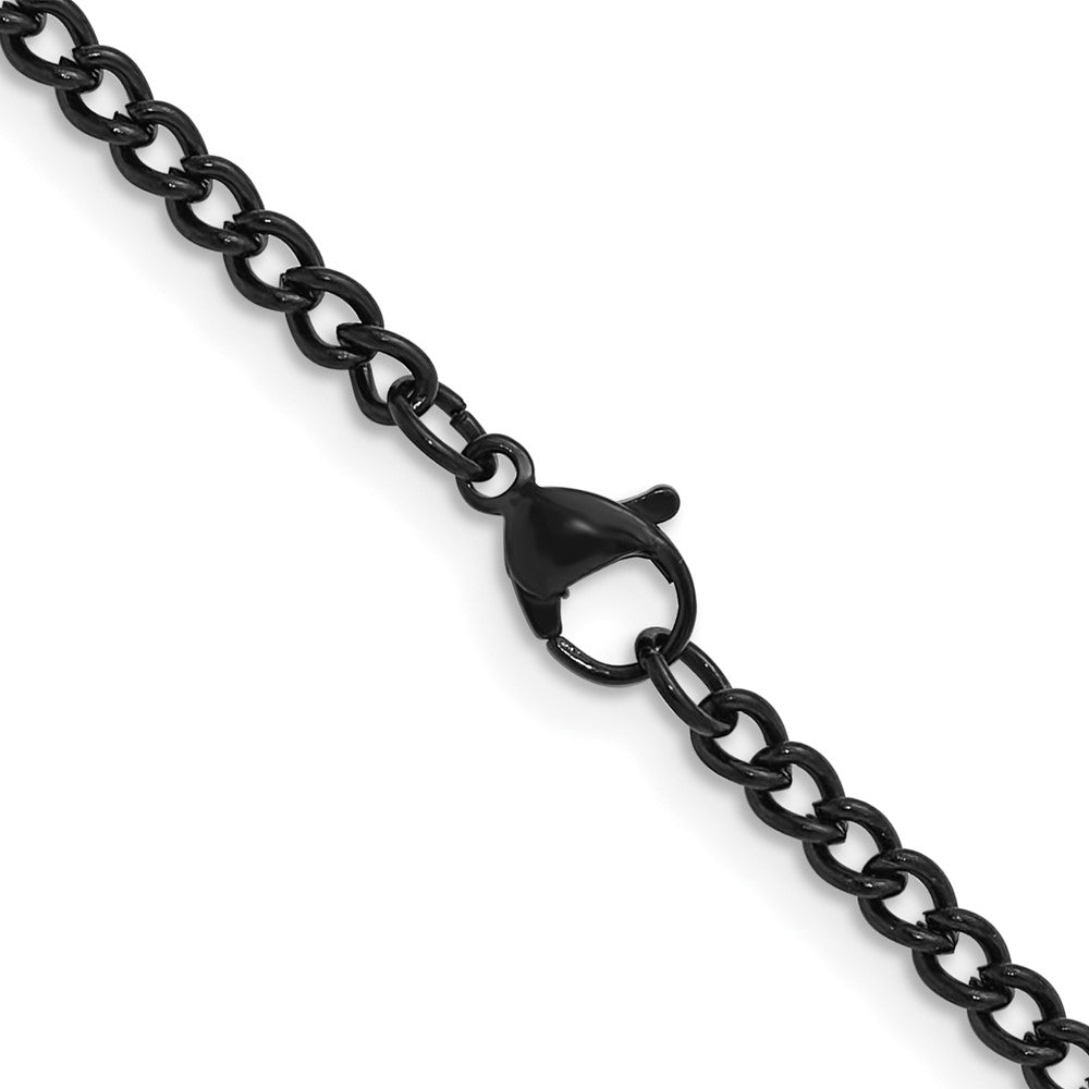 Chisel Stainless Steel Polished Black IP-plated 3mm 18 inch Round Curb Chain
