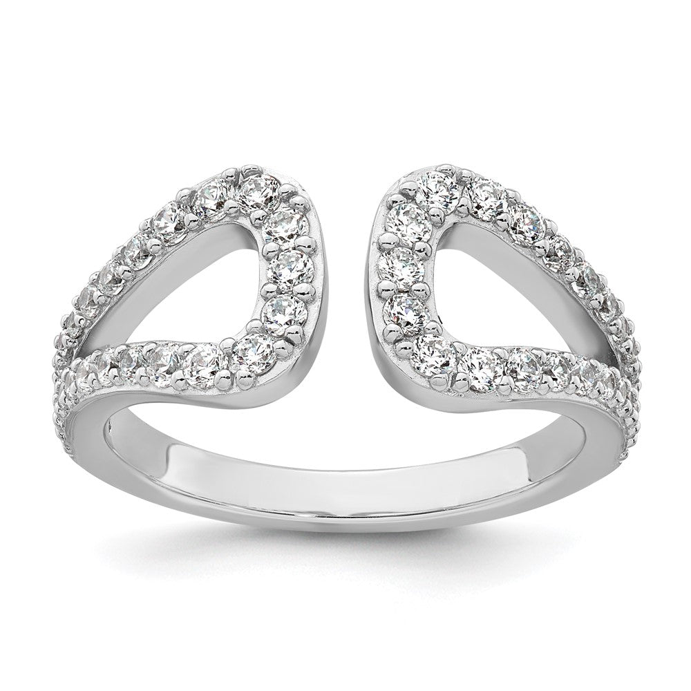 Sterling Silver Rhodium-plated Polished CZ Open Top Size 8 Ring