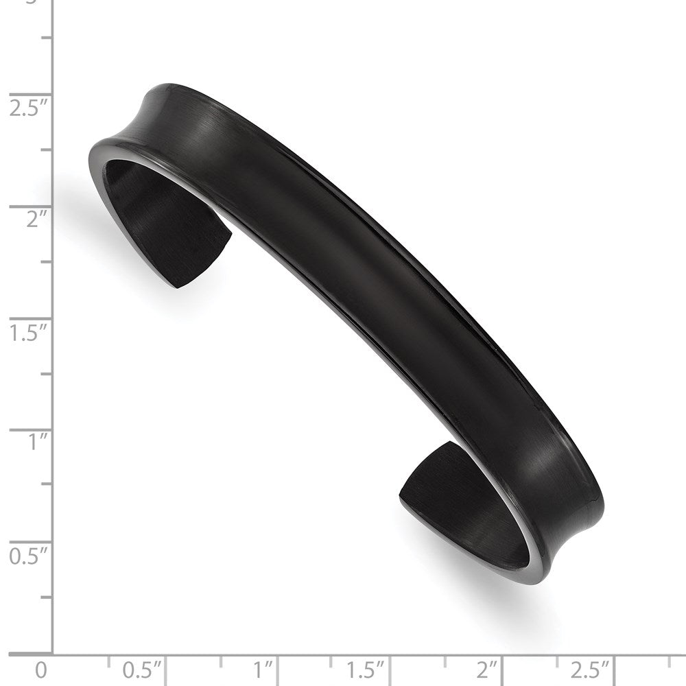 Titanium Brushed w/Polished Edge Black IP-plated 10mm Cuff Bangle 7 inches