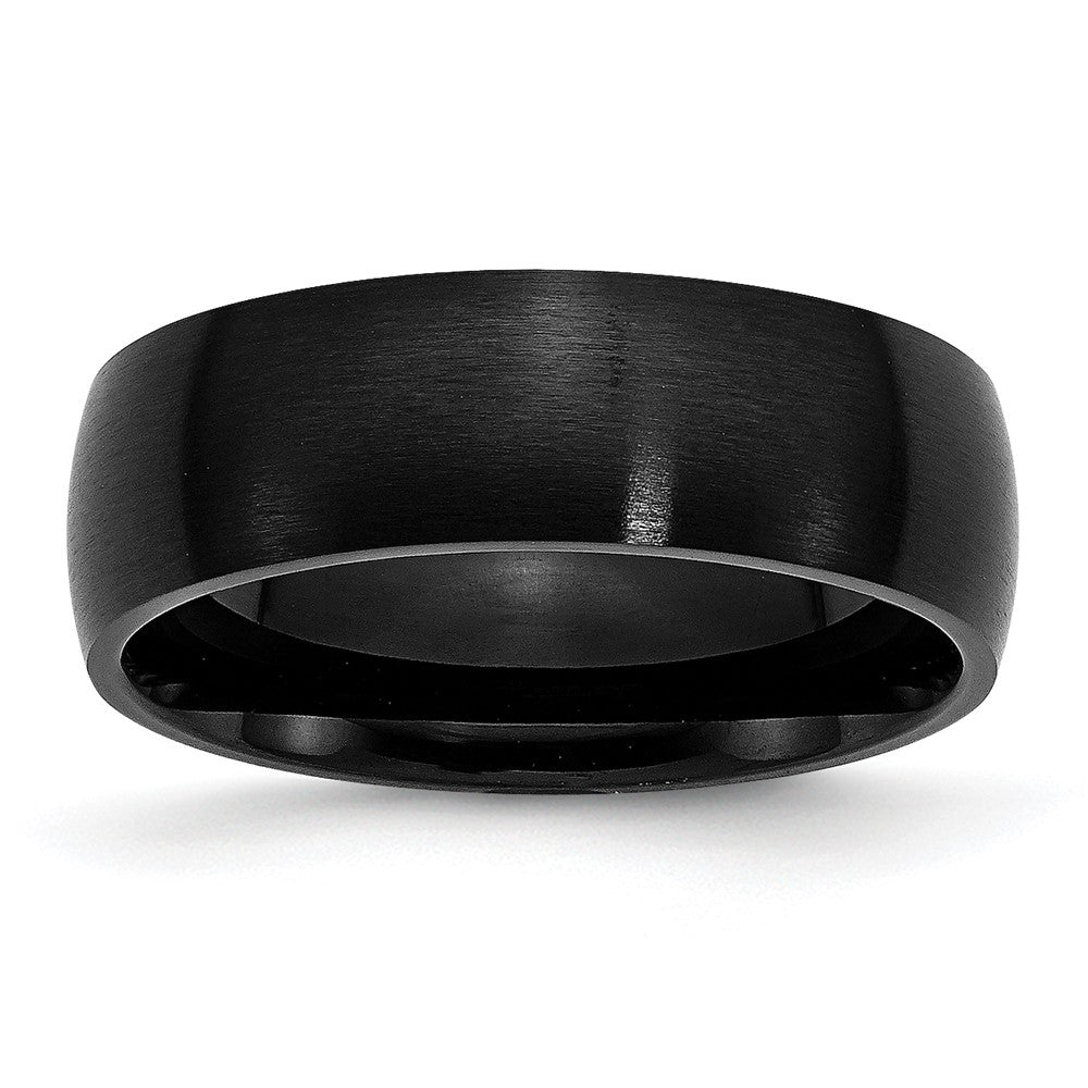 Stainless Steel 7mm Black IP-plated Brushed Band Size - 7.5