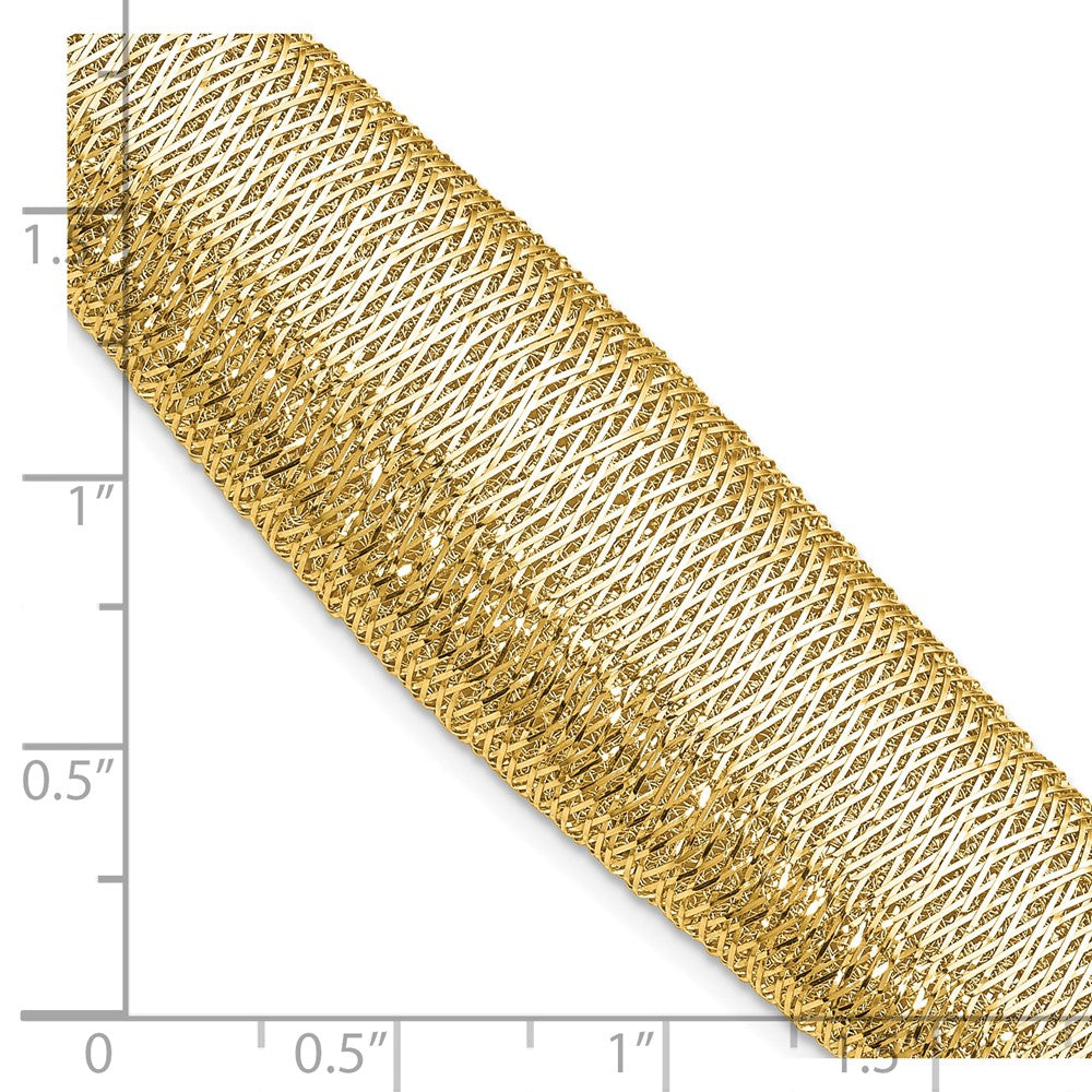 14K Polished Woven Graduated Dome Bracelet 7.5  inches
