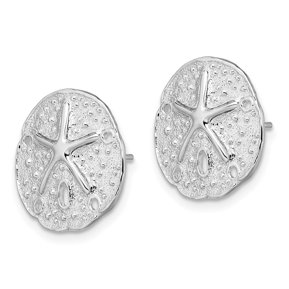 Sterling Silver Rhodium-plated Polished & Textured Leaf Ear Climber Earring