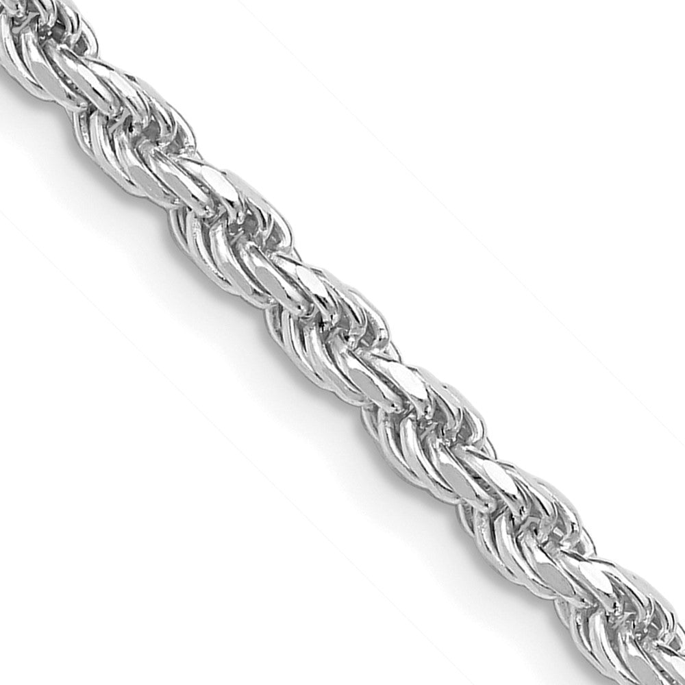 Sterling Silver Rhodium-plated 3.2mm Diamond-cut Rope Chain 24 Inches