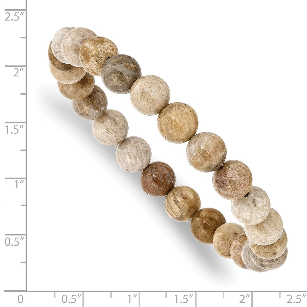 Beaded Stretch Chrysanthemum Agate Bracelet 7 inches
