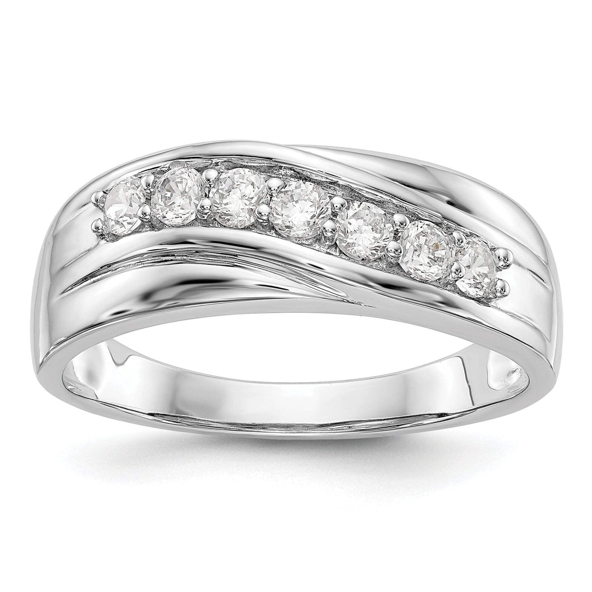 14k White Gold 1/2 carat Lab Grown Diamond VS/SI+ G+ Seven Stone Complete Men's Ring