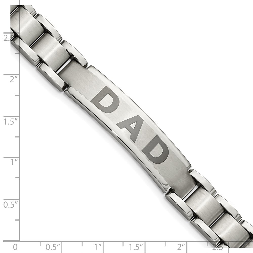 Stainless Steel 8.75in Brushed and Polished Lasered DAD Bracelet 8.75 inches
