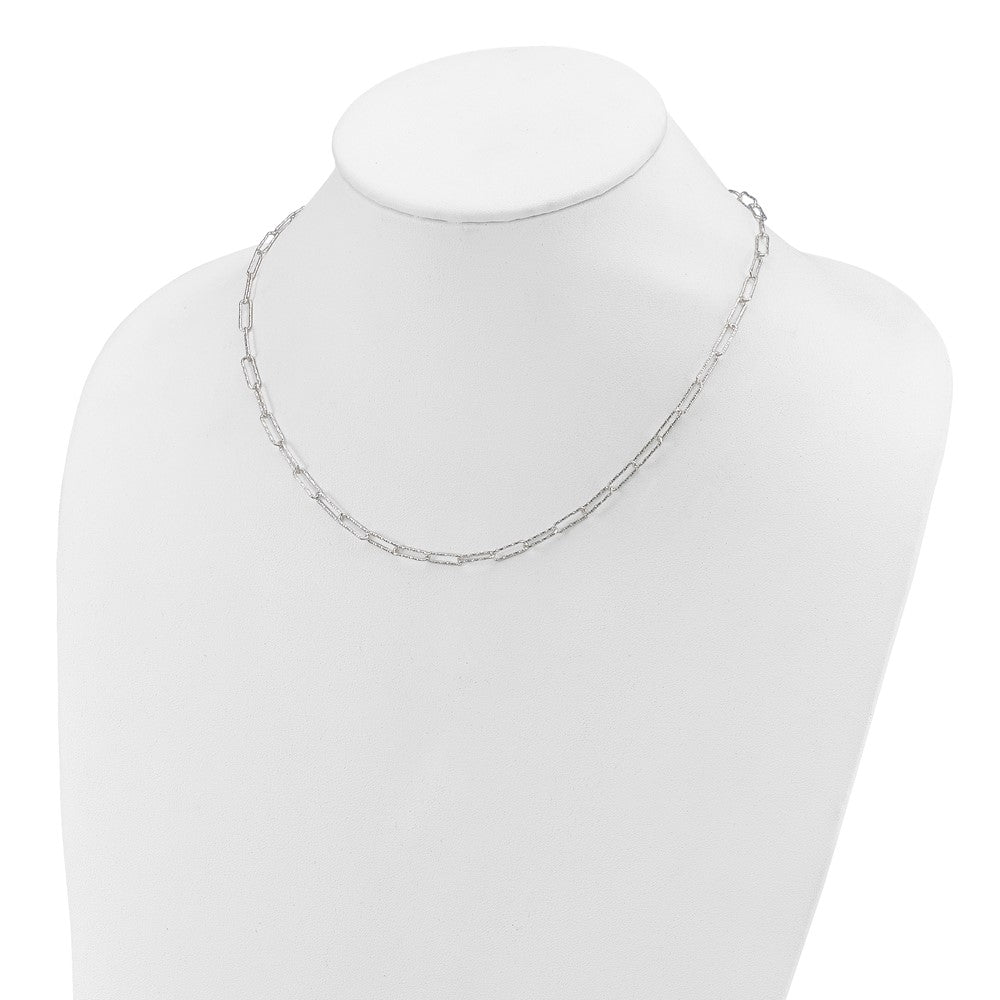 Sterling Silver D/C Fancy Open Link w/1.5 in ext. Necklace 16.75 Inches