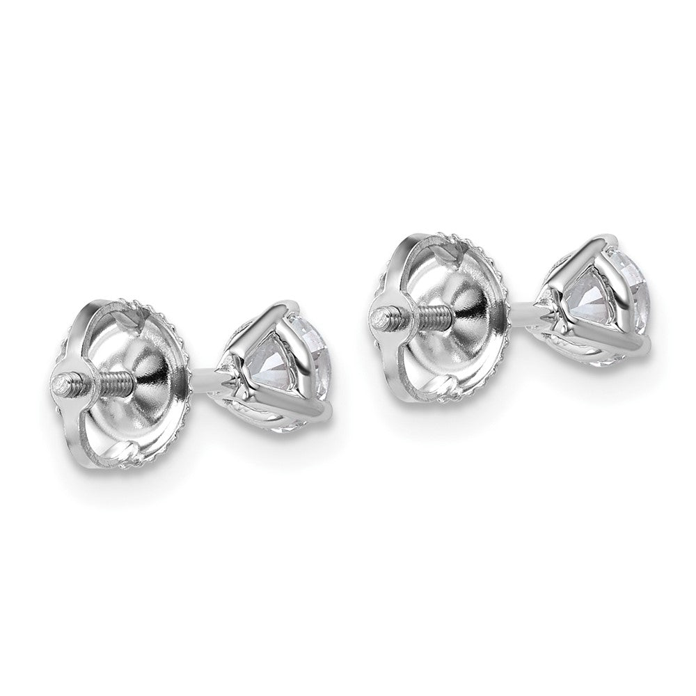 14k White Gold 2/3 ctw Certified Lab Grown Diamond VS/SI+ G+ Round 3 Prong Heavy Wt. Screwback Stud Earrings