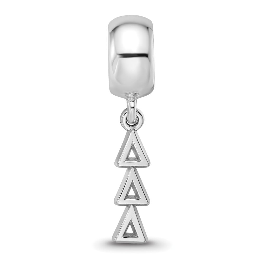Sterling Silver Rh-Plated Logoart Delta Vertical Letters On Bea (0.63 X 0.17) Made In United States ddd005bd1-ss