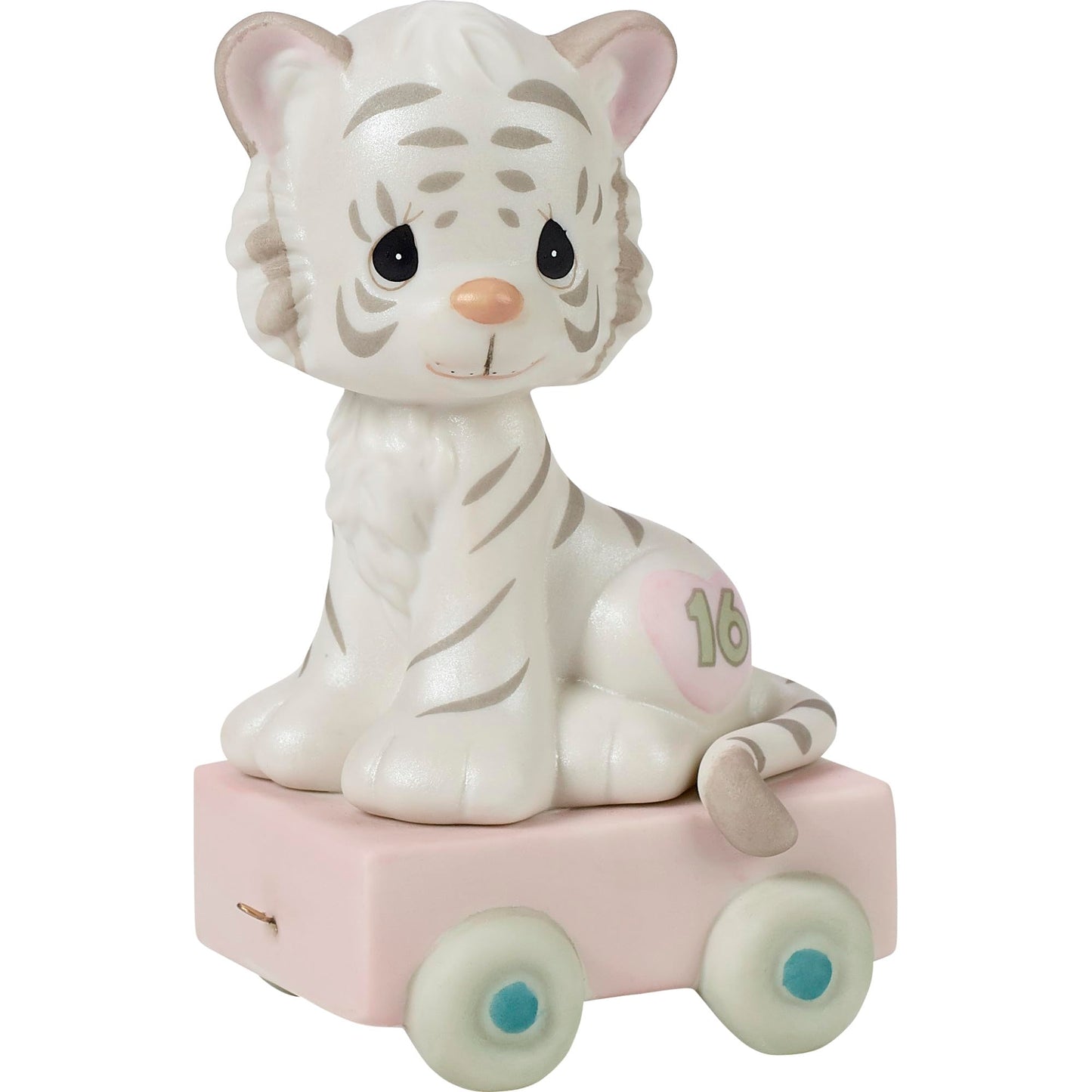 Precious Moments Birthday Train, Age 16, 16 And Feline Fine, Bisque Porcelain Figurine, 1 Each