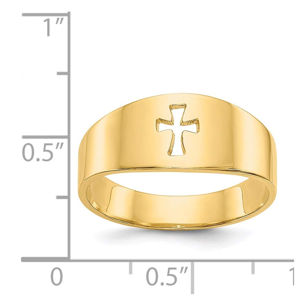 14k Polished Cut-out Cross Ring Size 8
