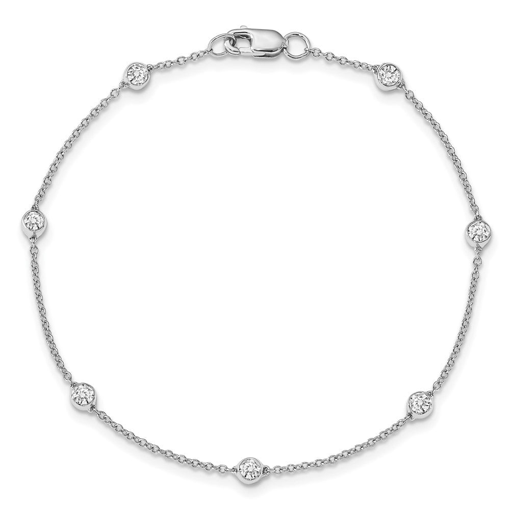 True Origin 14k White Gold 3/8 carat Lab Grown Diamond VS DEF Seven Station 7 inch Bracelet