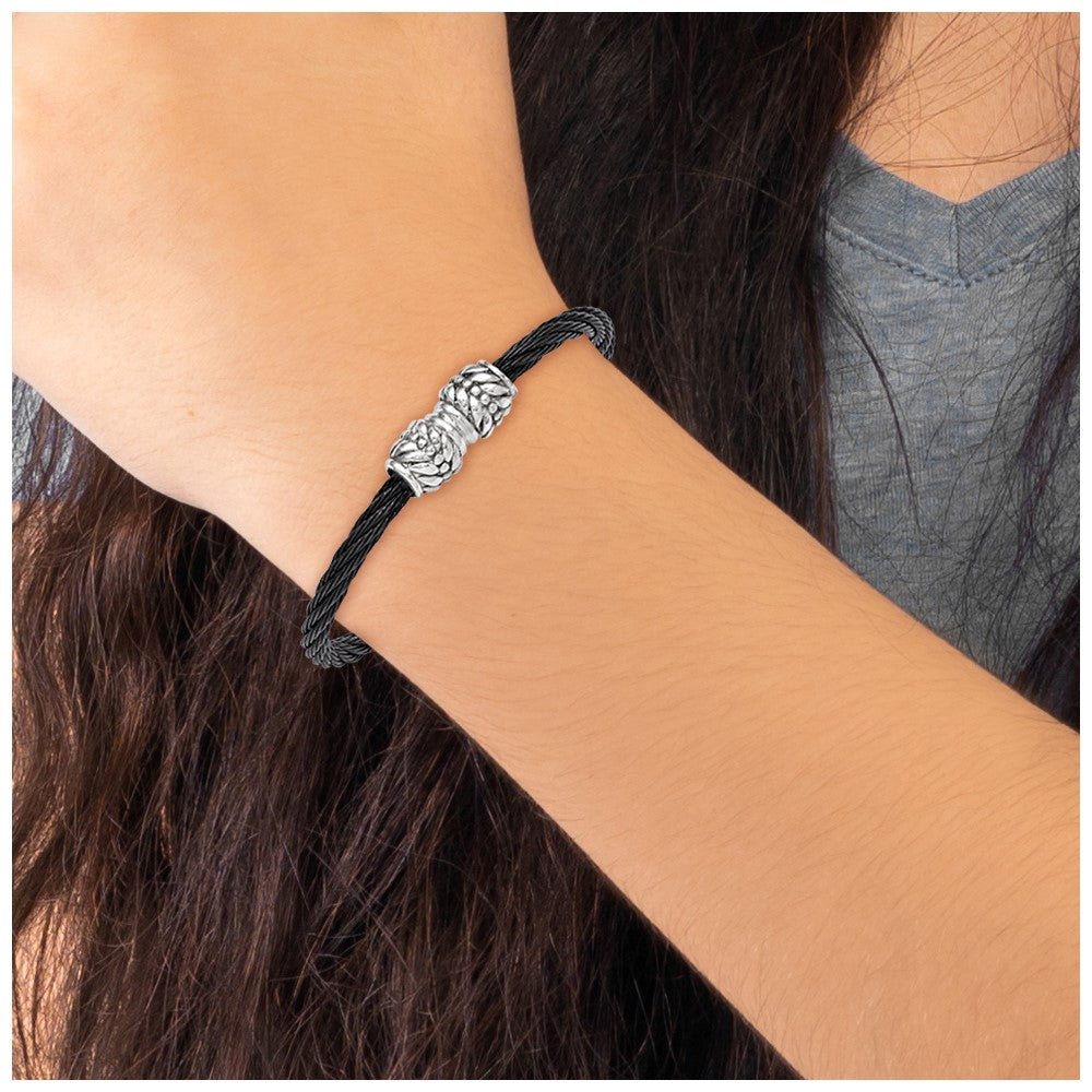 Edward Mirell Titanium Cable & Sterling Silver Bead Children's Bracelet