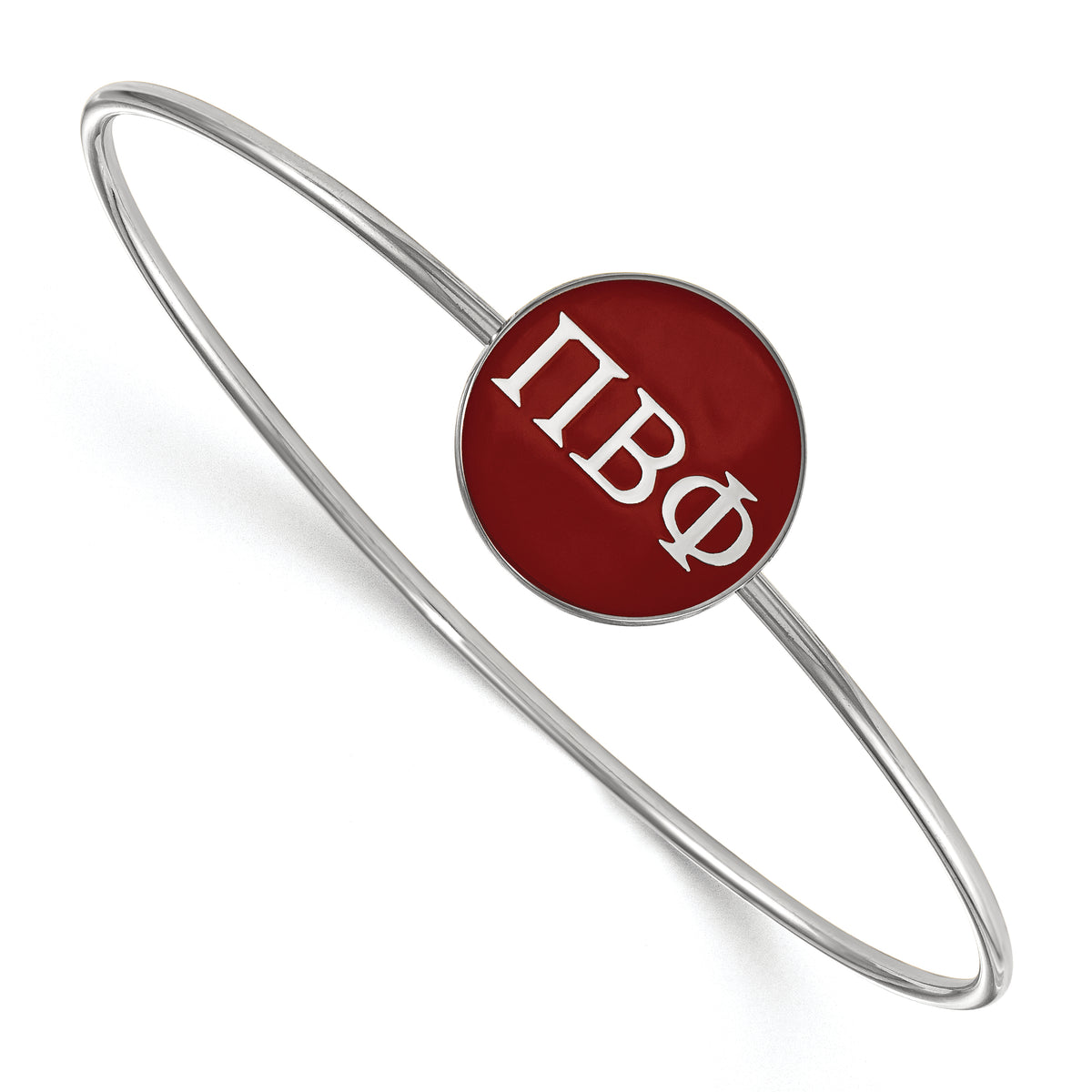 Sterling Silver Official Licensed Greek Sororities Pi Beta Phi (???) Enameled Slip-on Bangle