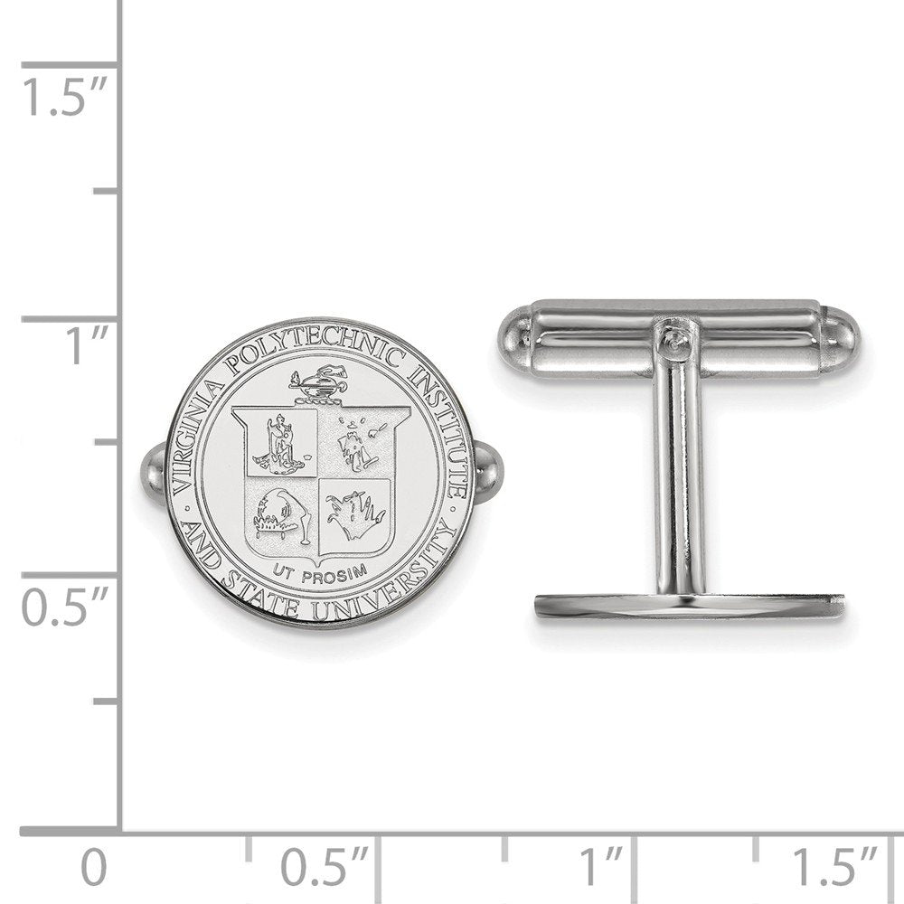 Sterling Silver Rhodium-plated LogoArt Virginia Tech Crest Cuff Links QSS065VTE
