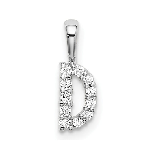 14k White Gold 1/10 carat Lab Grown Diamond VS/SI+ G+ Letter D Initial Pendant