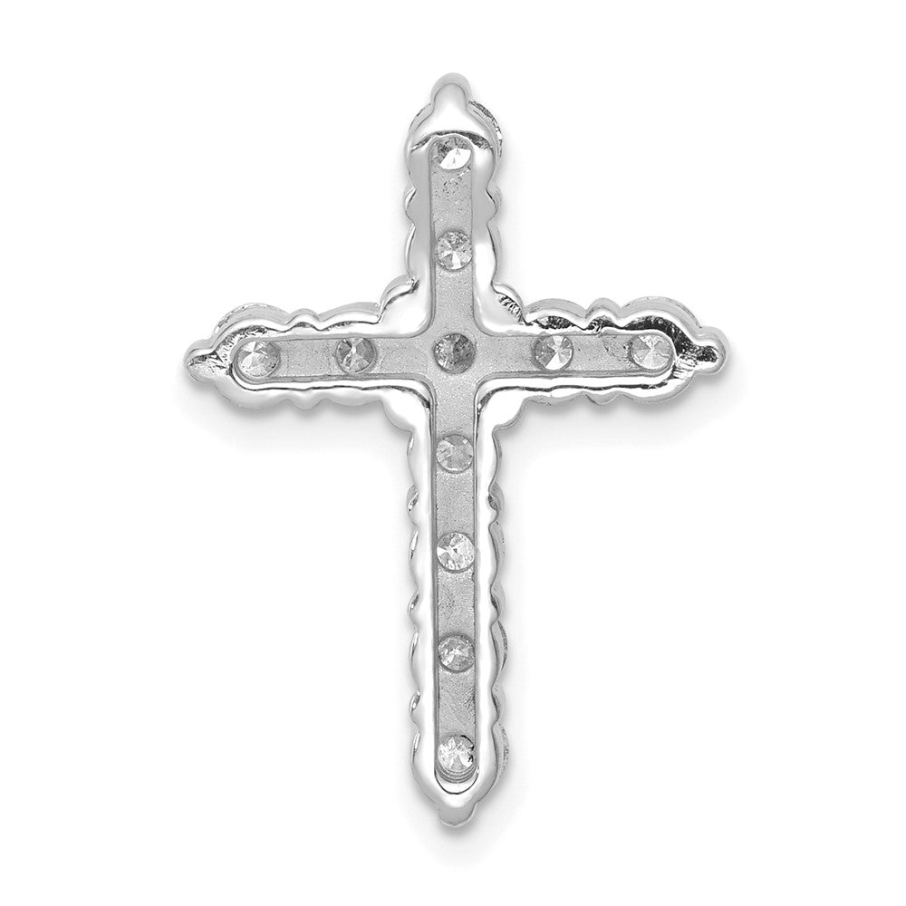 14k White Gold 1 carat Lab Grown Diamond VS/SI+ G+ Cross Chain Slide Pendant
