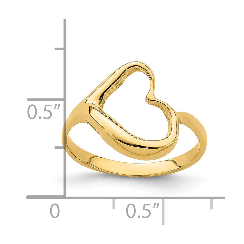 14K Tilted Heart Ring Size 6