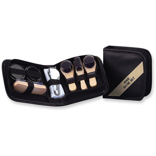7-Piece Shoe Shine Set Black Zippered Case QGM2817