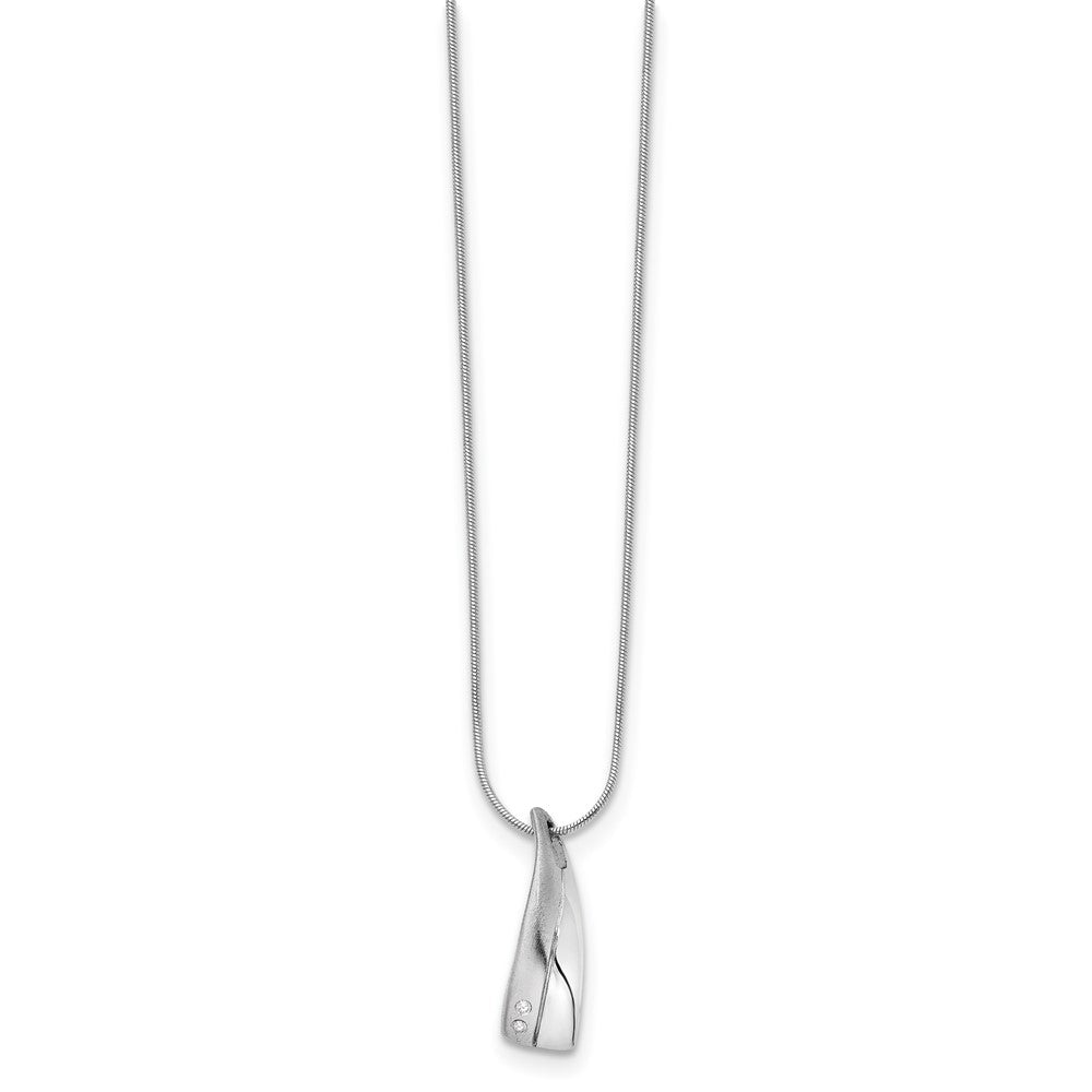 White Ice Sterling Silver Rhodium-plated Satin and Polished 18 Inch Diamond Necklace with 2 Inch Extender 18 Inches