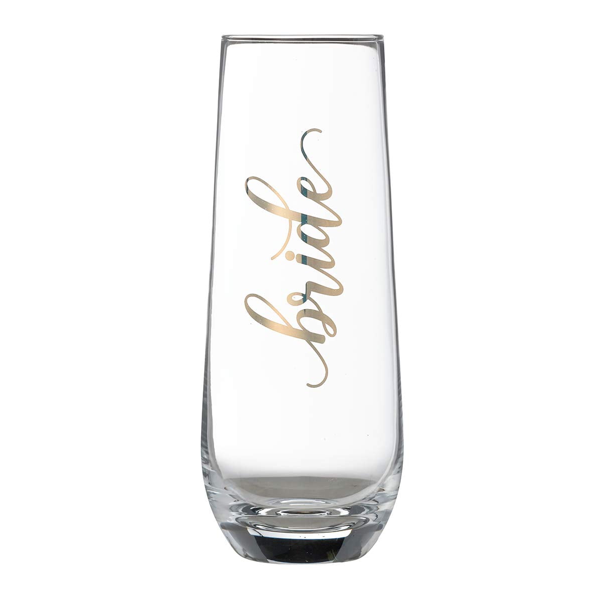 Lillian Rose Gold Bride Stemless Champagne Glass, 1 Count (Pack of 1), Clear