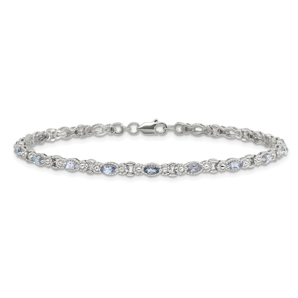 Sterling Silver Rhodium-plated Polished Tanzanite 7.5 inch Bracelet 7.5 inches