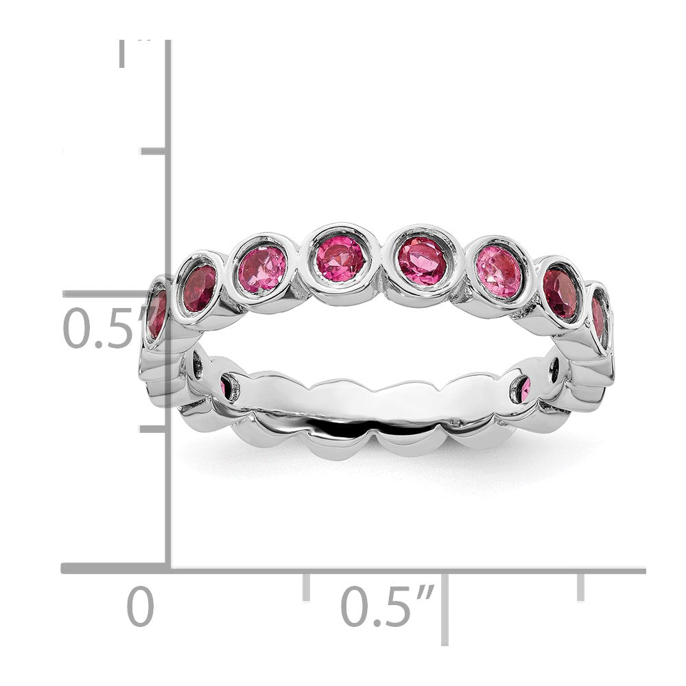 Sterling Silver Stackable Expressions Pink Tourmaline Ring Size -7