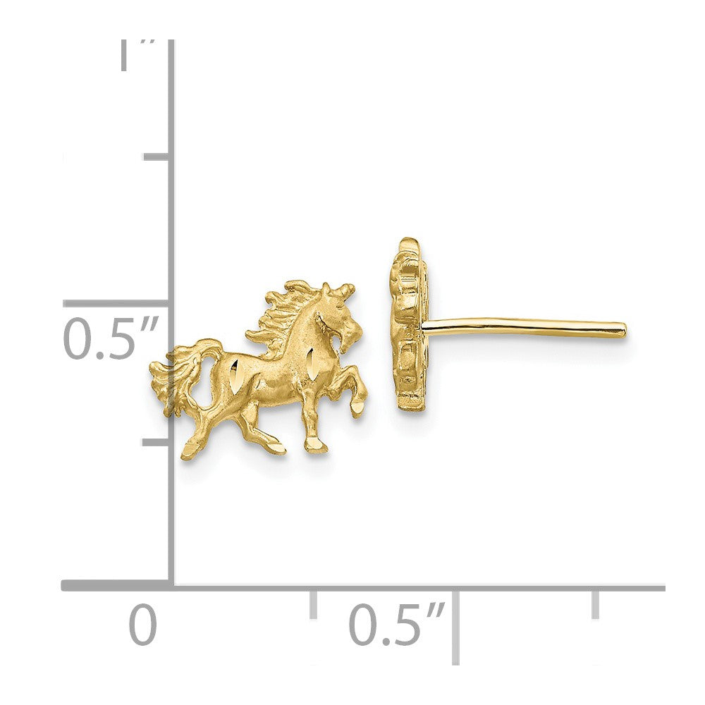 10k Satin Diamond-cut Unicorn Post Earrings
