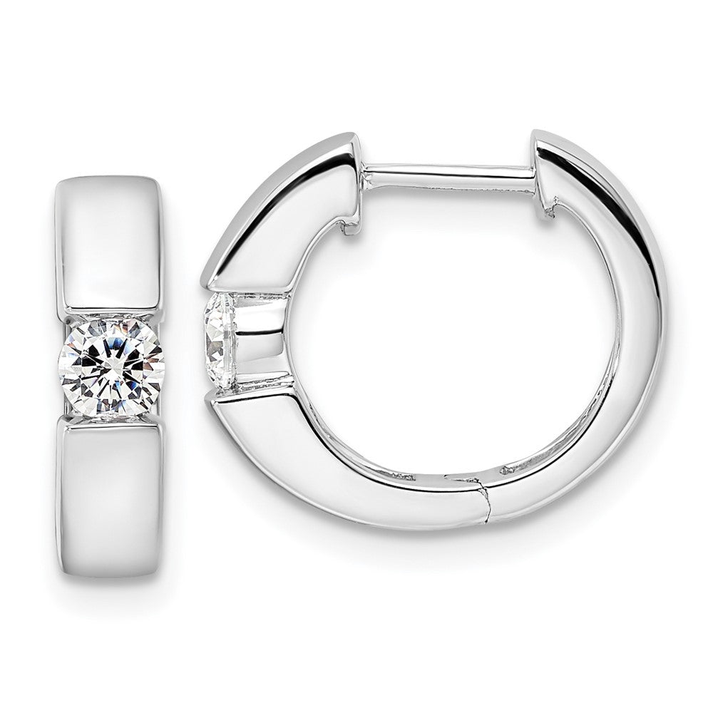 True Origin 14k White Gold 1/4 carat Lab Grown Diamond VS DEF Hinged Hoop Earrings
