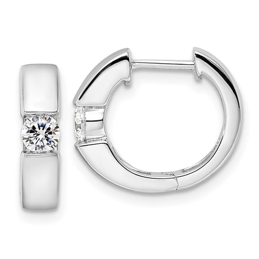True Origin 14k White Gold 1/4 carat Lab Grown Diamond VS DEF Hinged Hoop Earrings