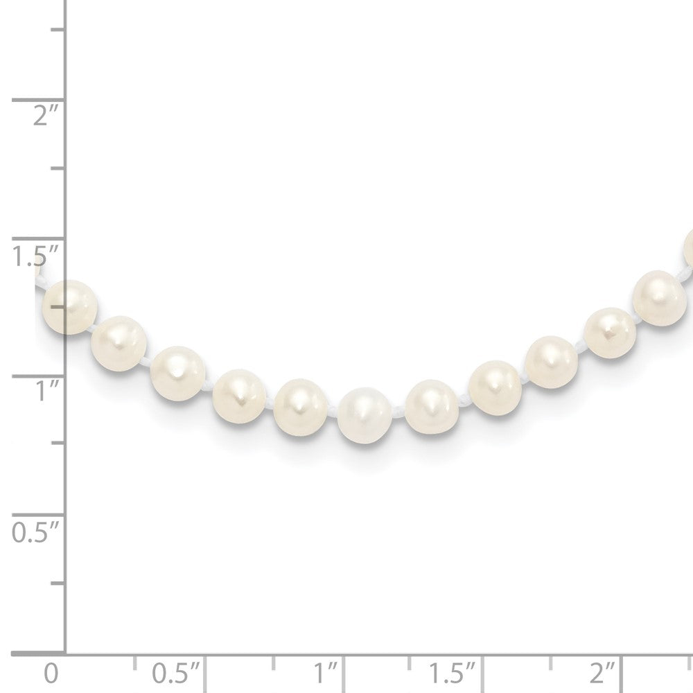 Sterling Silver Rhodium-plated 4-5mm White Near-Round Freshwater Cultured Pearl 28 inch Necklace 28 Inches