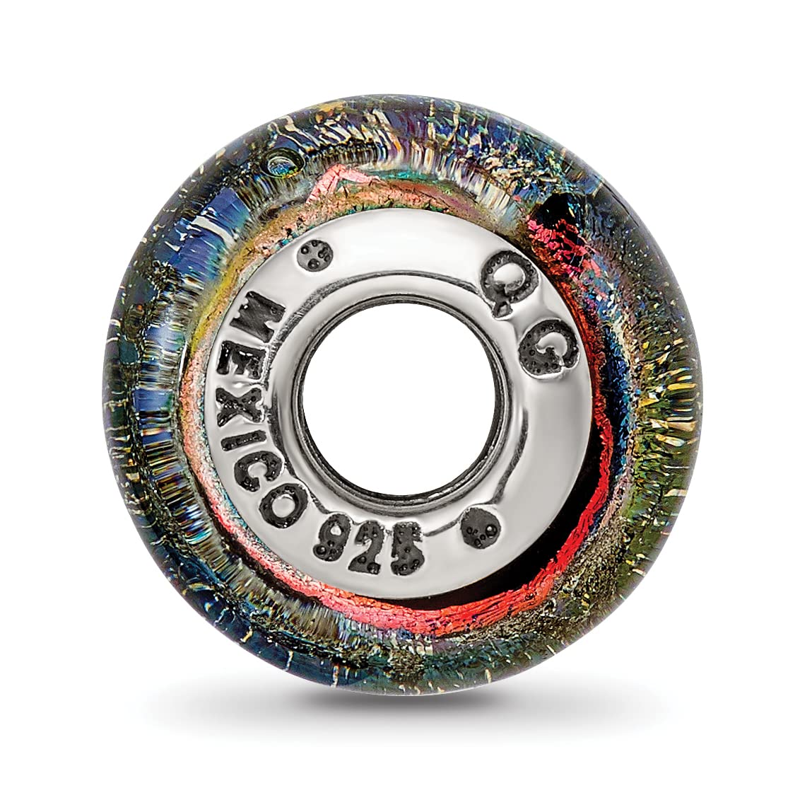 Sterling Silver Reflections St Maarten Orange Dichroic Glass Bead