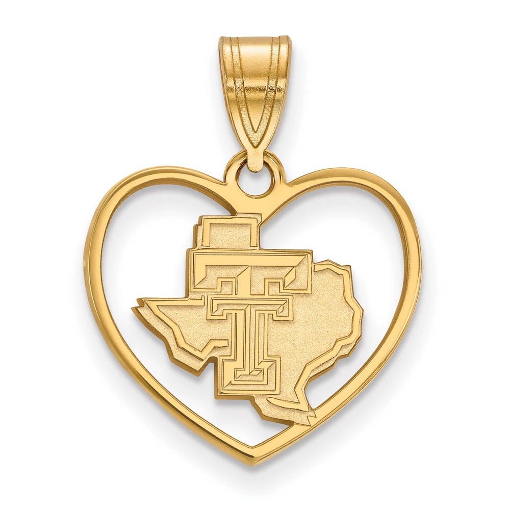 14k Gold Plated Silver Texas Tech U. Heart Pendant