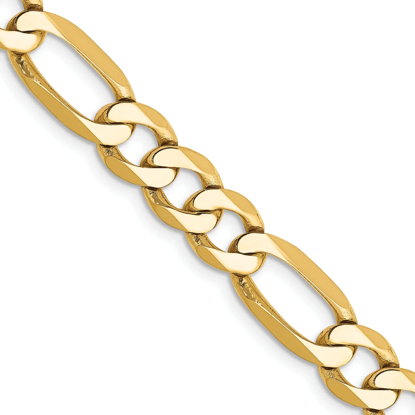 14K 7 inch 7mm Flat Figaro with Lobster Clasp Bracelet